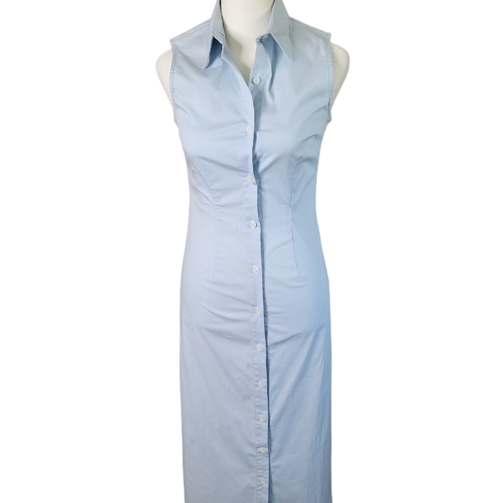 Barneys New York | Women's Sleeveless  Blue Maxi Shirt Dress | Size XS